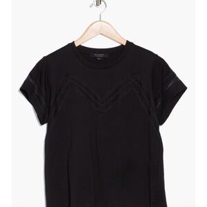 All Saints- Black  Lina Lace T-Shirt - Size US4, UK8, EU36